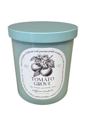 Leoben Company California Candle Co Tomato Grove Candle 9 Oz Light Blue Glass